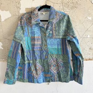 Boho Patchwork Blazer Paisley Print Jacket Tapestry Inspired Appleseed Womens L